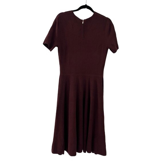 Women's Jason Wu Burgundy Short Sleeve Fit Flared Knit Dress size large Dark Aca - Picture 5 of 7